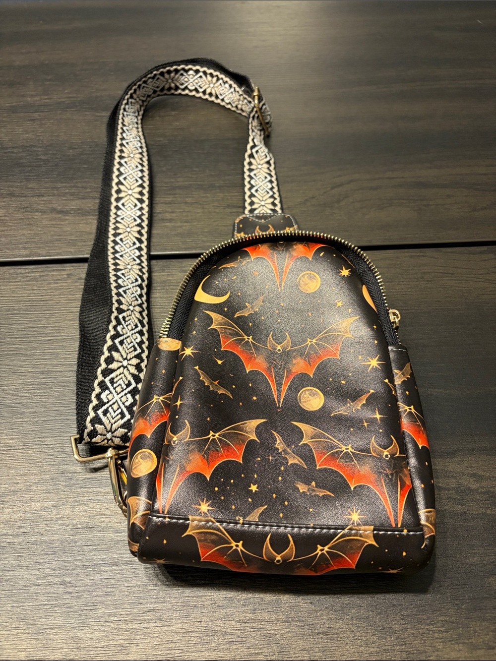 Halloween Bat Sling Bag Mini Backpack Spooky Goth Alt Crossbody EUC